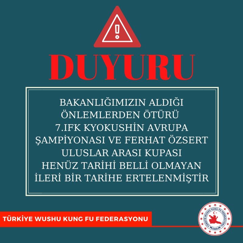 DUYURU: 7. IFK Kyokushın Avrupa Şampiyonası