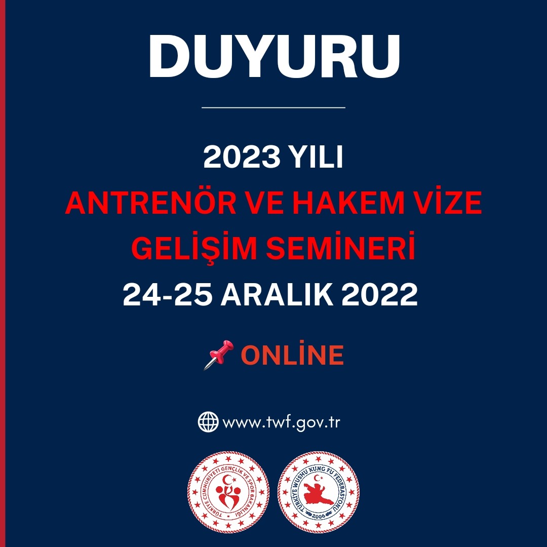 2023 YILI ANTRENÖR – HAKEM VİZE GELİŞİM SEMİNERİ /24-25 ARALIK / ONLİNE