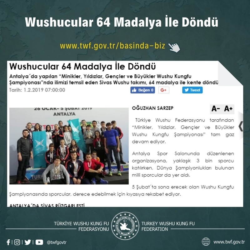 Wushucular 64 Madalya İle Döndü