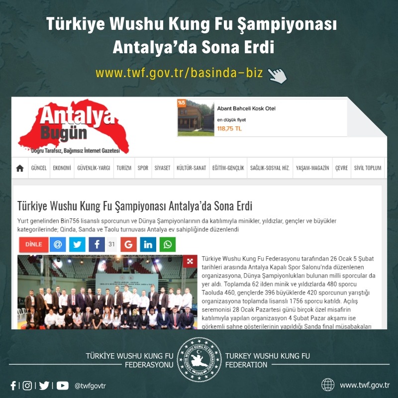 Türkiye Wushu Kung Fu Şampiyonası Antalya’da Sona Erdi