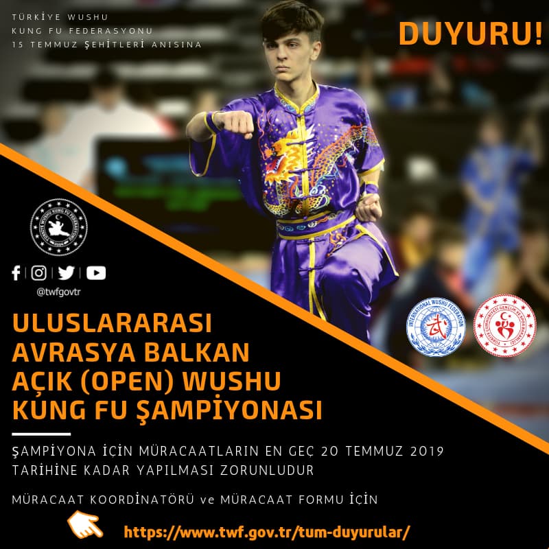 DUYURU! : ULUSLARARASI AVRASYA BALKAN AÇIK (OPEN) WUSHU KUNG FU ŞAMPİYONASI