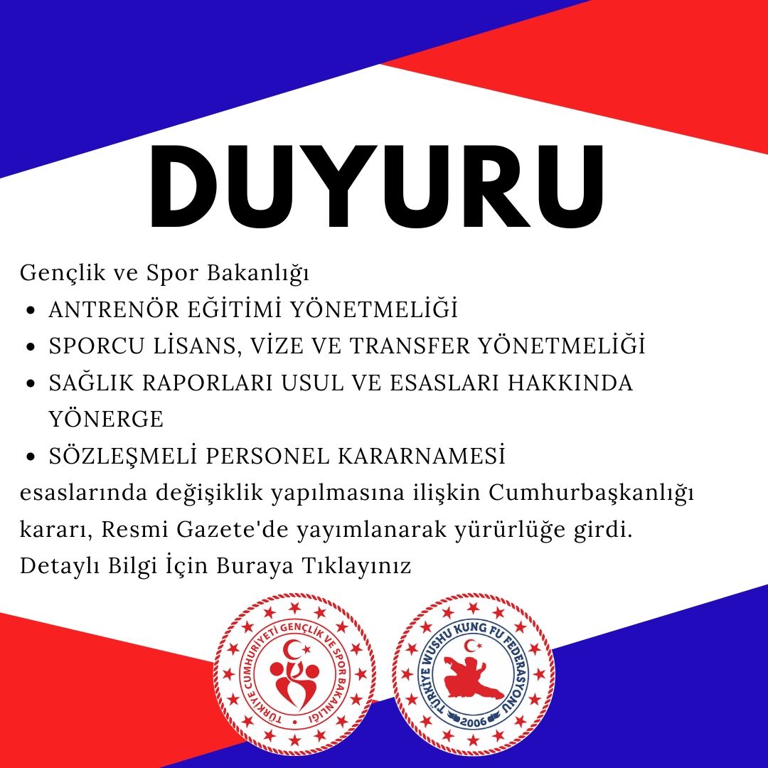 Gençlik ve Spor Bakanlığı Değişen Talimat ve Yönetmelikler