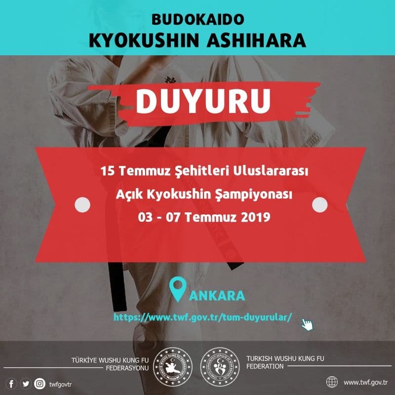 15 Temmuz Şehitleri Uluslararası Open (Açık) Kyokushin Şampiyonası Konaklama ve Ücret Detayları