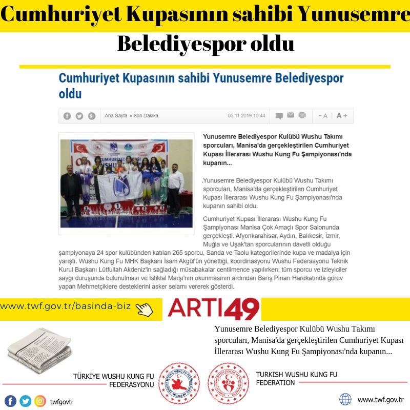 Cumhuriyet Kupasının sahibi Yunusemre Belediyespor oldu