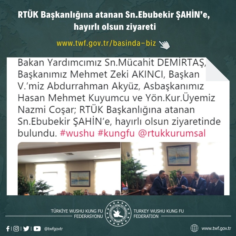 RTÜK Başkanlığına atanan Sn.Ebubekir ŞAHİN’e, hayırlı olsun ziyareti