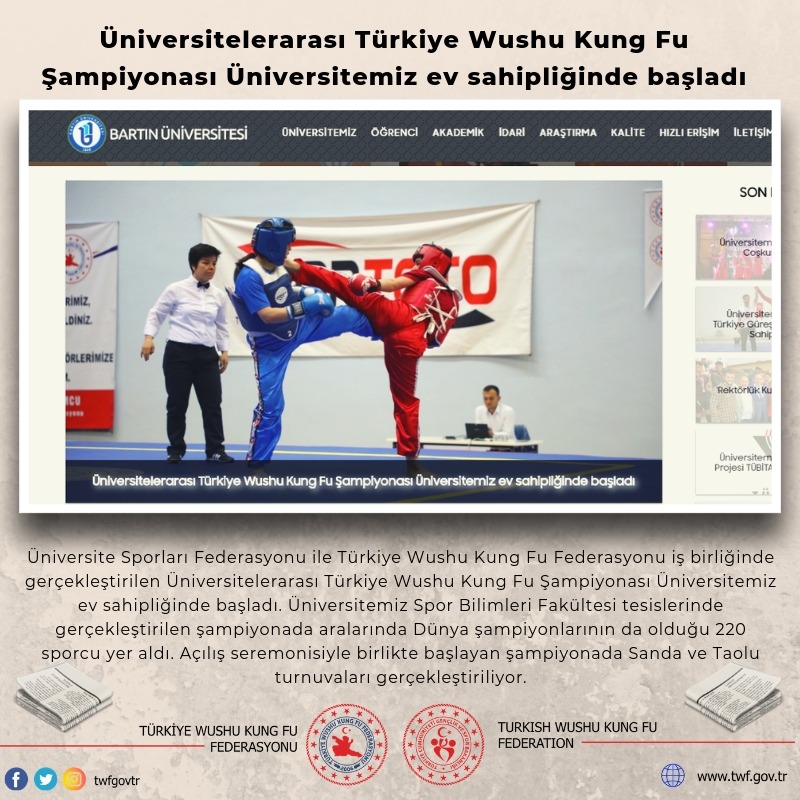 Üniversitelerarası Türkiye Wushu Kung Fu Şampiyonası Üniversitemiz ev sahipliğinde başladı